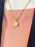 Natural Freshwater Pearl Necklace, Gold Pearl Pendant on 304 Stainless Steel Snake Chain, N7293