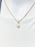 Natural Keshi Pearl Pendant Necklace, Gold Pearl Pendant on 304 Stainless Steel Chain, N7294
