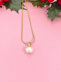 Natural Keshi Pearl Pendant Necklace, Gold Pearl Pendant on 304 Stainless Steel Chain, N7294