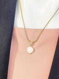 Natural Keshi Pearl Pendant Necklace, Gold Pearl Pendant on 304 Stainless Steel Chain, N7294