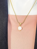 Natural Keshi Pearl Pendant Necklace, Gold Pearl Pendant on 304 Stainless Steel Chain, N7294