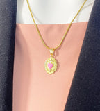 Sacred Holy Heart Necklace, Gold Sacred Heart Pendant on Snake Chain, N7296