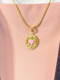 Sacred Holy Heart Necklace, Gold Sacred Heart Pendant on Snake Chain, N7296