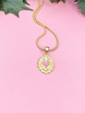 Sacred Holy Heart Necklace, Gold Sacred Heart Pendant on Snake Chain, N7296