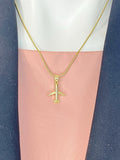 Airplane Pendant Necklace, Gold Plane Charm on 304 Stainless Steel Snake Chain, N7297