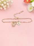 Rose Gold Eagle Bracelet, Dainty Flying Eagle Charm with Initial, B348