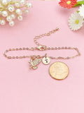 Rose Gold Eagle Bracelet, Dainty Flying Eagle Charm with Initial, B348