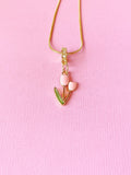 Pink Tulip Flower Pendant Necklace, Floral Jewelry, N7300