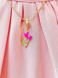 Tulip Flower Pendant Necklace, Floral Jewelry, N7301
