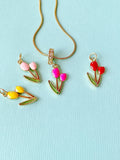 Tulip Flower Pendant Necklace, Floral Jewelry, N7301