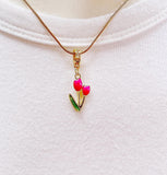 Tulip Flower Pendant Necklace, Floral Jewelry, N7301