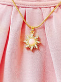 Sunburst Pink Opal Inspired Pendant Necklace, Gold Sun Charm on 304 Stainless Steel Chain, N7304P