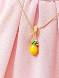 Pineapple Pendant Necklace, Gold Fruit Charm on 304 Stainless Steel Chain, N7309