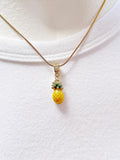 Pineapple Pendant Necklace, Gold Fruit Charm on 304 Stainless Steel Chain, N7309