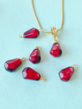 Red Pomegranate Seed Pendant Necklace, Gold Imitation Food Charm on Snake Chain N7311