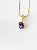 Mulberry Pendant Necklace, Gold Purple Fruit Charm on Snake Chain, N7312