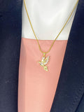 Hummingbird Pendant Necklace, Gold Colorful Gemstone Bird Charm on Snake Chain, N7314