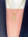 Hummingbird Pendant Necklace, Gold Colorful Gemstone Bird Charm on Snake Chain, N7314