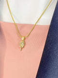 Lollipop Pendant Necklace, Gold Candy Charm with Cubic Zirconia Center on Snake Chain, N7316