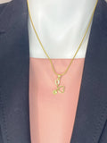Stethoscope Heart Pendant Necklace, Gold Medical Charm on Snake Chain, N7317
