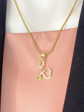 Stethoscope Heart Pendant Necklace, Gold Medical Charm on Snake Chain, N7317