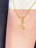 Stethoscope Heart Pendant Necklace, Gold Medical Charm on Snake Chain, N7317