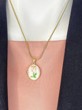 Gold Pink Tulip Enamel Oval Locket Necklace, N7319