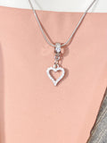 Silver Heart Necklace, Sparkling Stone Heart Pendant on 304 Stainless Steel Chain, N7283