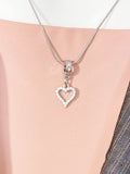 Silver Heart Necklace, Sparkling Stone Heart Pendant on 304 Stainless Steel Chain, N7283