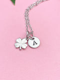 Silver Clover Charm Necklace, Luck New Beginning Jewelry Gift, N7327