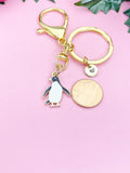 Penguin Keychain, Cute Enamel Penguin Charm with Gold Keyring, K4342