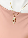 King or Queen Initial Necklace, K or Q Crown Pendant on 304 Stainless Steel Chain, N7284