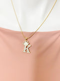 King or Queen Initial Necklace, K or Q Crown Pendant on 304 Stainless Steel Chain, N7284