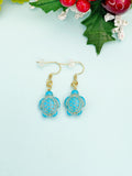 Gold Sea Turtle Charm Earrings, N5710