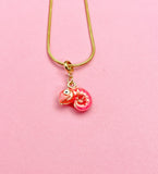 Chameleon Necklace, Gold Tiny Animal Charm Jewelry Gift, 6907