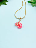 Chameleon Necklace, Gold Tiny Animal Charm Jewelry Gift, 6907