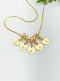 Heart Initial Charm Necklace, Gold Tiny Family Initials Charm Jewelry Gift, 7338