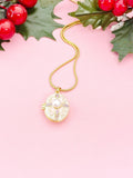 Gold Pearl Oval Locket Necklace, 7340