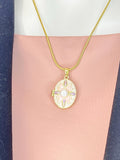 Gold Pearl Oval Locket Necklace, 7340
