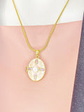 Gold Pearl Oval Locket Necklace, 7340