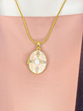 Gold Pearl Oval Locket Necklace, 7340