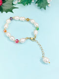 Freshwater Pearl Bracelet, Colorful Gemstone Bead Bracelet, B7286