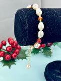 Freshwater Pearl Bracelet, Colorful Gemstone Bead Bracelet, B7286