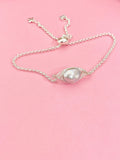 Natural Freshwater Pearl Bracelet, Silver Wire‑Wrapped Pearl, B7291