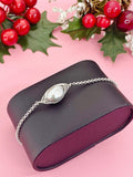 Natural Freshwater Pearl Bracelet, Silver Wire‑Wrapped Pearl, B7291