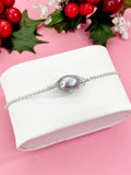 Natural Freshwater Pearl Bracelet, Silver Wire‑Wrapped Pearl, B7291