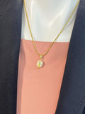 Natural Freshwater Pearl Necklace, Gold Pearl Pendant on 304 Stainless Steel Snake Chain, N7293
