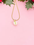 Natural Freshwater Pearl Necklace, Gold Pearl Pendant on 304 Stainless Steel Snake Chain, N7293