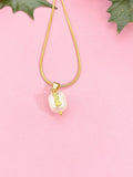 Natural Freshwater Pearl Necklace, Gold Pearl Pendant on 304 Stainless Steel Snake Chain, N7293