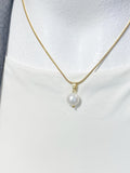 Natural Keshi Pearl Pendant Necklace, Gold Pearl Pendant on 304 Stainless Steel Chain, N7294